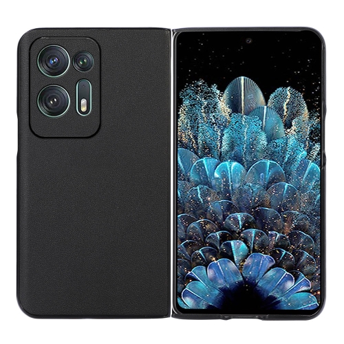 

For OPPO Find N2 Lambskin Texture Genuine Leather Phone Case(Black)