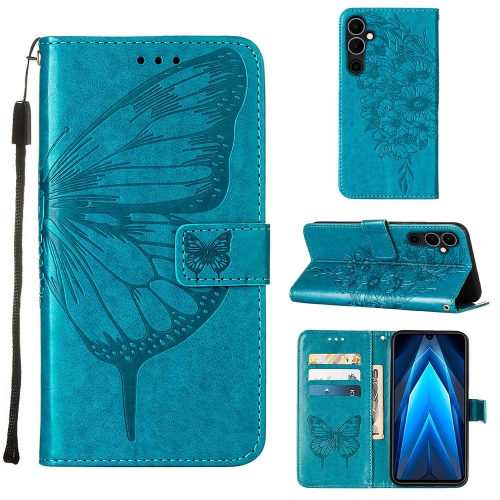 

For Tecno Pova Neo 2 LG6N Embossed Butterfly Flip Leather Phone Case(Blue)