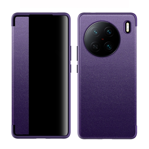 

For vivo X90 Magnetic Side Window View Shockproof Horizontal Flip Leather Case(Purple)