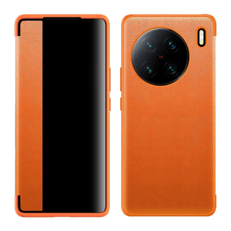 

For vivo X90 Pro+ Magnetic Side Window View Shockproof Horizontal Flip Leather Case(Orange)