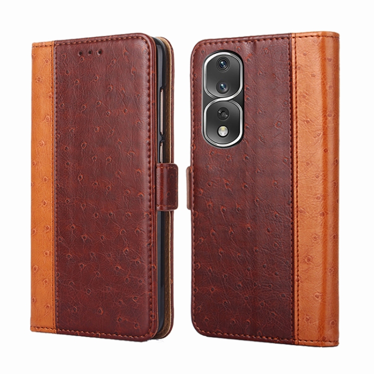 

For Honor 80 Pro Ostrich Texture Flip Leather Phone Case(Brown)
