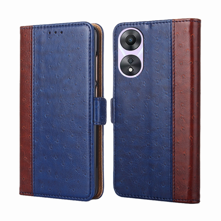 

For OPPO A58 5G Ostrich Texture Flip Leather Phone Case(Blue)