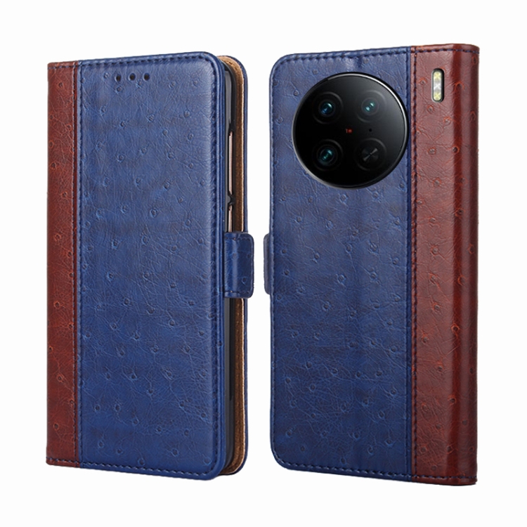 

For vivo X90 Pro+ Ostrich Texture Flip Leather Phone Case(Blue)