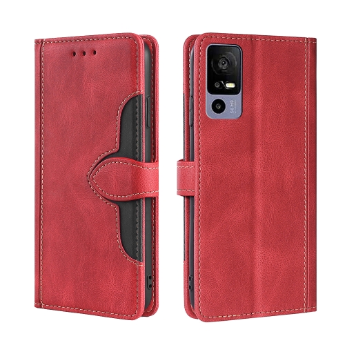 

For TCL 40R 5G Skin Feel Magnetic Buckle Leather Phone Case(Red)