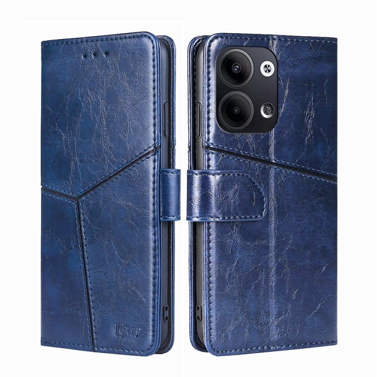 

For OPPO Reno9 5G / Reno9 Pro 5G Geometric Stitching Horizontal Flip Leather Phone Case(Blue)