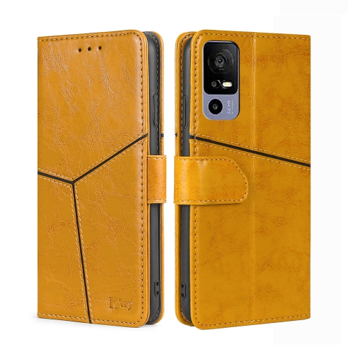 

For TCL 40R 5G Geometric Stitching Horizontal Flip Leather Phone Case(Yellow)