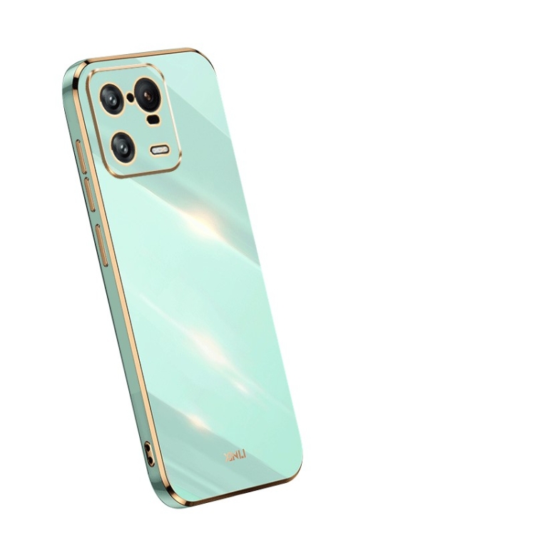 

For Xiaomi 13 Pro XINLI Straight 6D Plating Gold Edge TPU Phone Case(Mint Green)