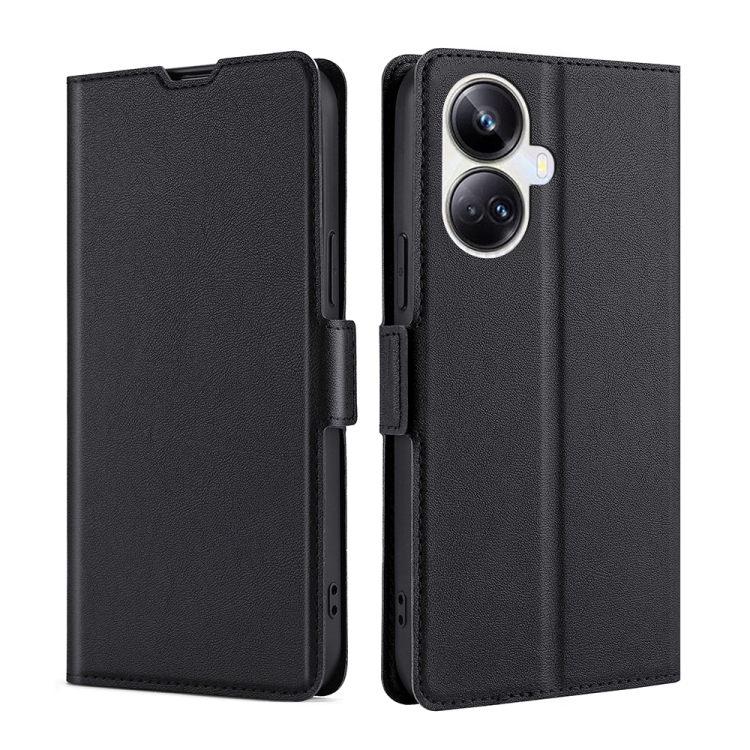 

For Realme 10 Pro+ 5G Ultra-thin Voltage Side Buckle Horizontal Flip Leather Phone Case(Black)