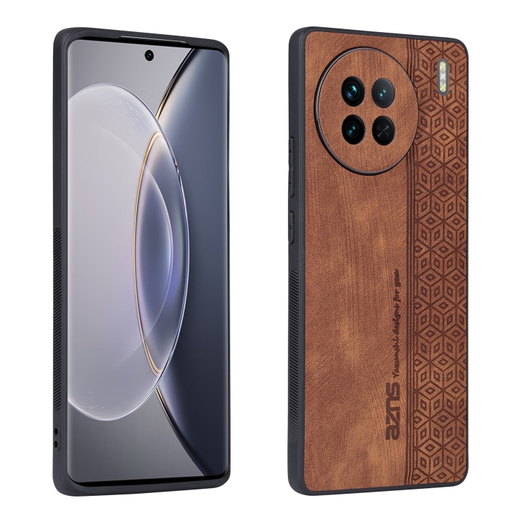 

For vivo X90 AZNS 3D Embossed Skin Feel Phone Case(Brown)