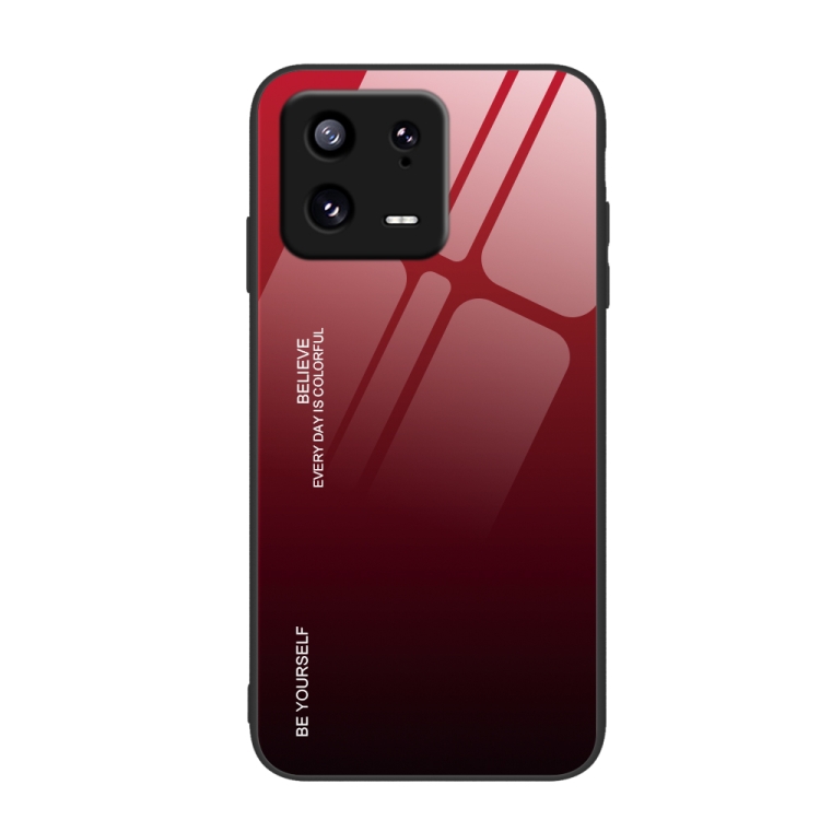 

For Xiaomi 13 Pro Gradient Color Glass Phone Case(Red Black)