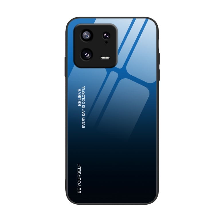 

For Xiaomi 13 Pro Gradient Color Glass Phone Case(Blue Black)