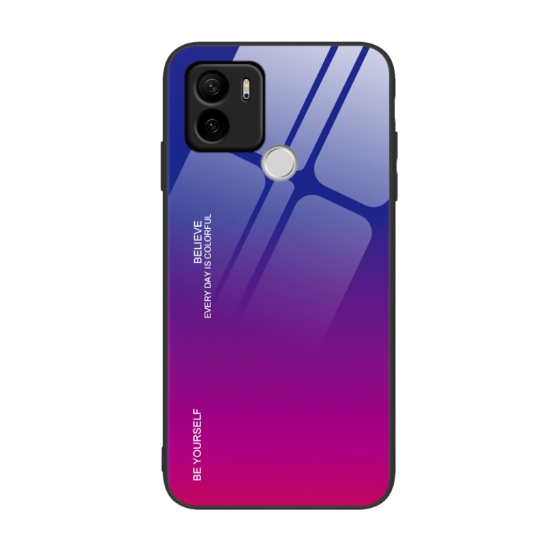 

For Xiaomi Redmi A1+ Gradient Color Glass Phone Case(Purple Red)