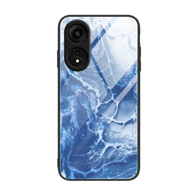

For OPPO A1 Pro Marble Pattern Glass Phone Case(Blue Ocean)