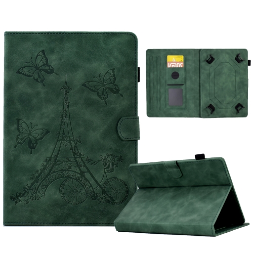 

For 7 inch Tablets Tower Embossed Leather Tablet Case(Green)