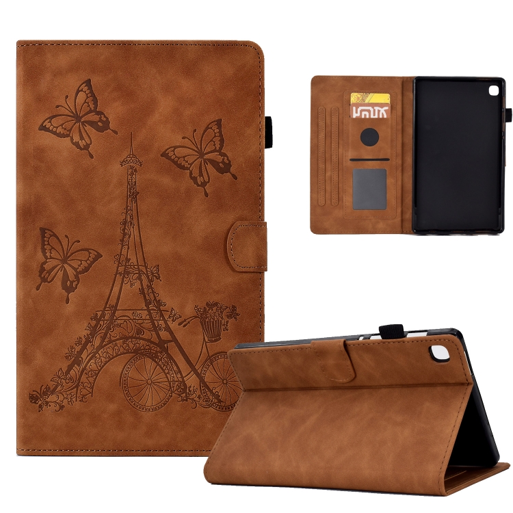 

For Samsung Galaxy Tab A7 Lite Tower Embossed Leather Tablet Case(Brown)