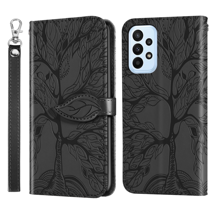 

For Samsung Galaxy A24 5G Life Tree Embossing Pattern Leather Phone Case(Black)
