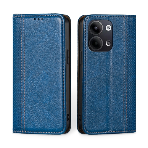 

For OPPO Reno9 5G / Reno9 Pro 5G Grid Texture Magnetic Flip Leather Phone Case(Blue)