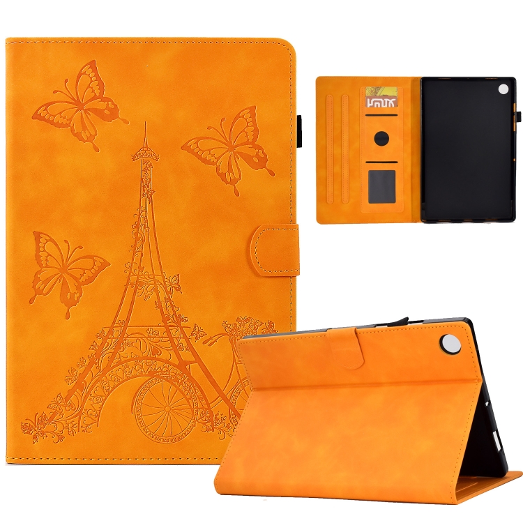 

For Samsung Galaxy Tab A8 10.5 2021 X205 Tower Embossed Leather Smart Tablet Case(Khaki)