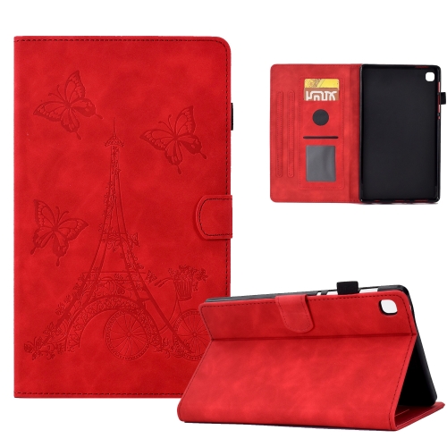 

For Samsung Galaxy Tab S6 Lite P610 Tower Embossed Leather Smart Tablet Case(Red)