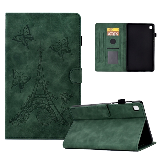 

For Samsung Galaxy Tab A7 10.4 2020 T500 Tower Embossed Leather Smart Tablet Case(Green)