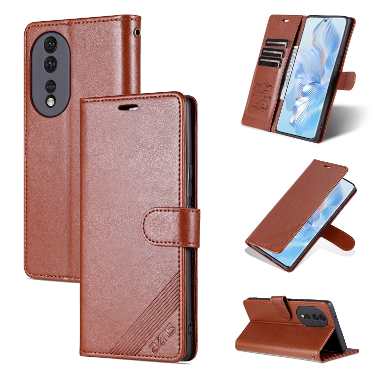 

For Honor 80 AZNS Sheepskin Texture Flip Leather Phone Case(Brown)