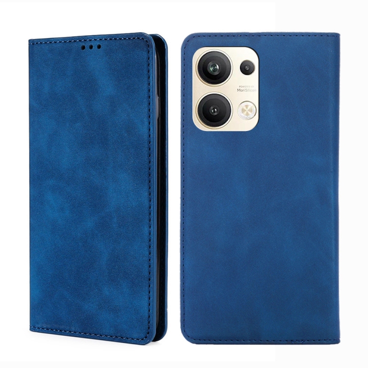 

For OPPO Reno9 Pro+ 5G Skin Feel Magnetic Horizontal Flip Leather Phone Case(Blue)