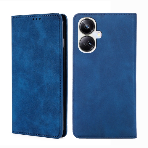 

For Realme 10 Pro+ 5G Skin Feel Magnetic Horizontal Flip Leather Phone Case(Blue)