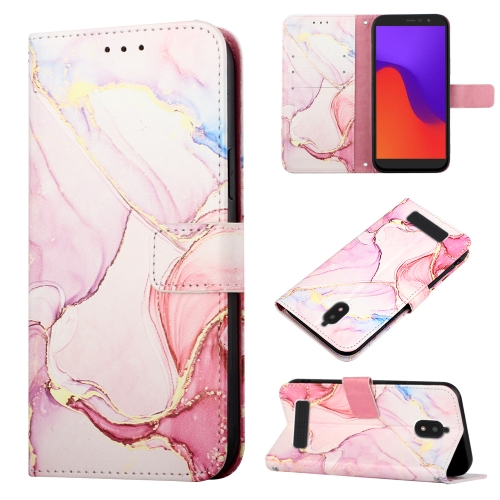 

For BLU View 2 2020 / 2022 PT003 Marble Pattern Flip Leather Phone Case(Rose Gold)