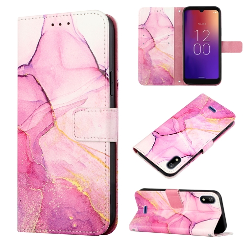 

For Moxee M2160 PT003 Marble Pattern Flip Leather Phone Case(Pink Purple Gold)
