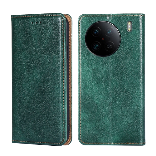 

For vivo X90 Pro 5G Gloss Oil Solid Color Magnetic Leather Phone Case(Green)