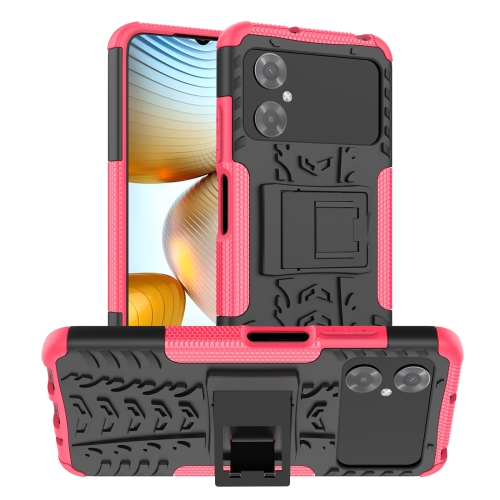 

For Xiaomi Poco M4 Tire Texture TPU + PC Phone Case with Holder(Pink)