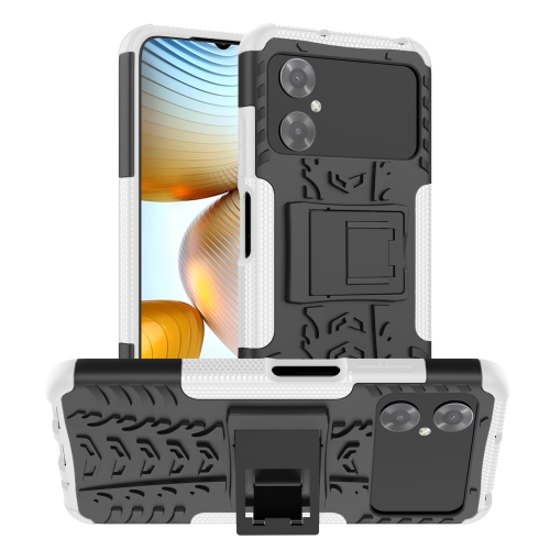 

For Xiaomi Poco M5 Tire Texture TPU + PC Phone Case with Holder(White)