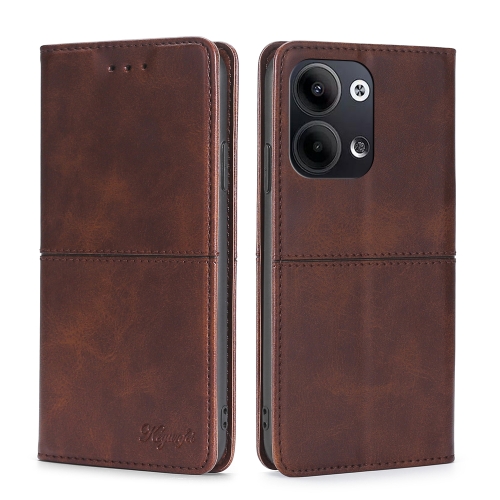 

For OPPO Reno9 5G / Reno9 Pro 5G Cow Texture Magnetic Horizontal Flip Leather Phone Case(Dark Brown)
