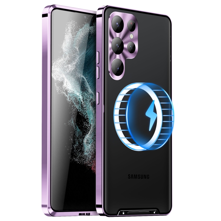 

For Samsung Galaxy S23 Ultra 5G MagSafe Magnetic Frosted Metal Phone Case(Purple)