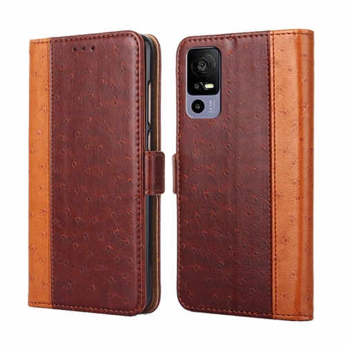 

For TCL 40R 5G Ostrich Texture Flip Leather Phone Case(Brown)