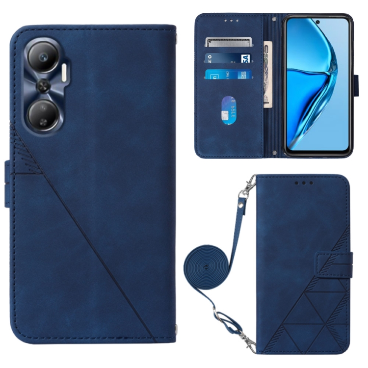 

For Infinix Hot 20 4G Crossbody 3D Embossed Flip Leather Phone Case(Blue)