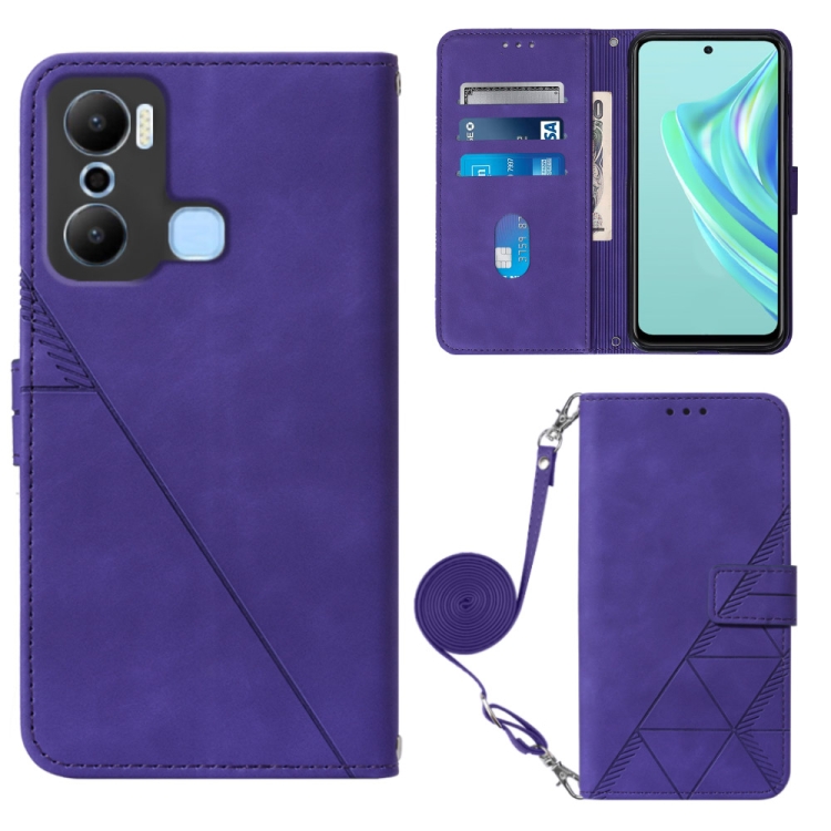 

For Infinix Hot 20 Play Crossbody 3D Embossed Flip Leather Phone Case(Purple)