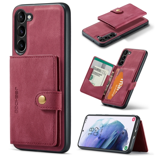 For Samsung Galaxy S23+ 5G JEEHOOD Retro Magnetic Detachable Wallet Phone Case(Red)