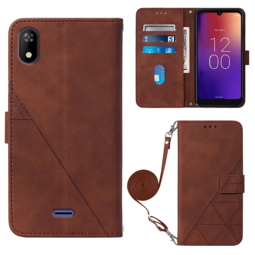 

For Moxee m2160 Crossbody 3D Embossed Flip Leather Phone Case(Brown)