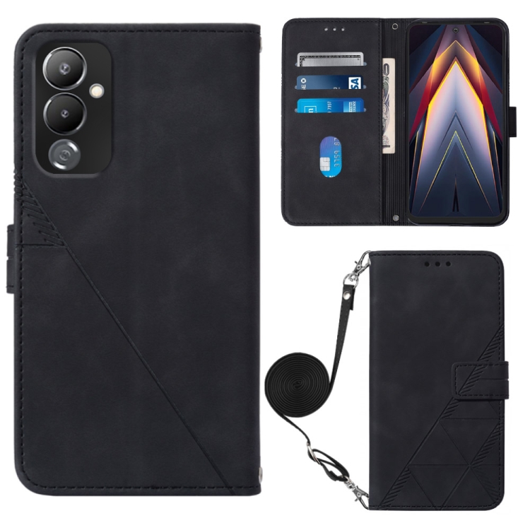 

For Tecno Pova 4 Crossbody 3D Embossed Flip Leather Phone Case(Black)