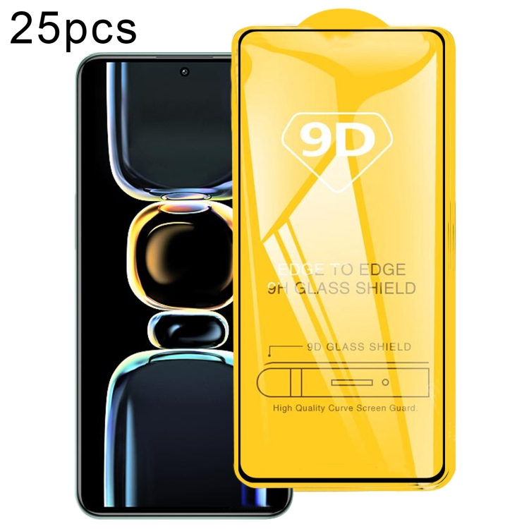 

For Xiaomi Redmi K60 25pcs 9D Full Glue Screen Tempered Glass Film