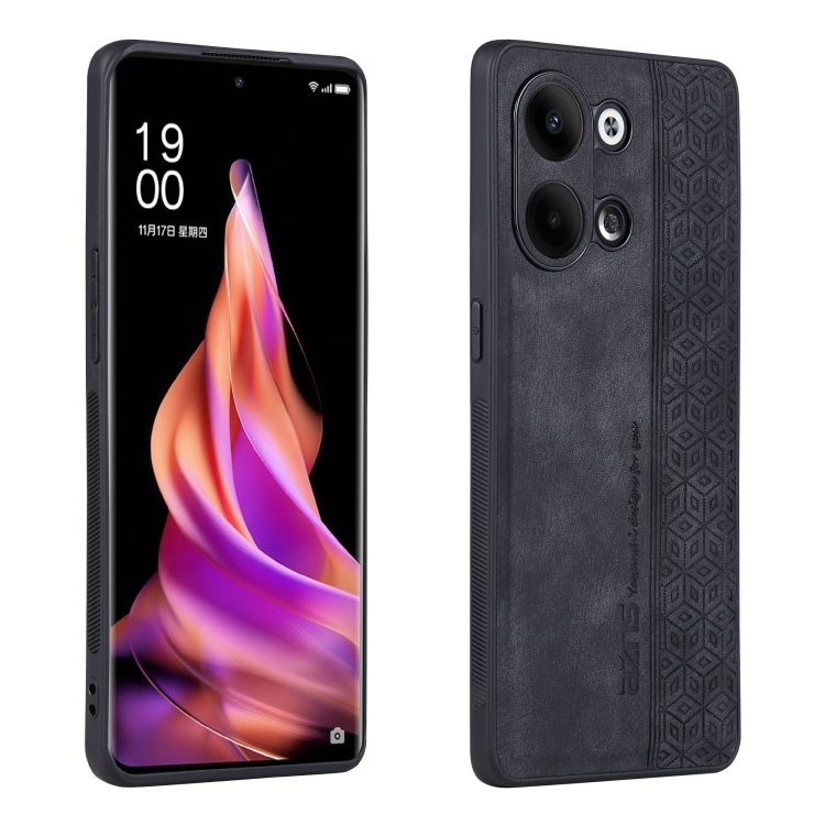 

For OPPO Reno9 / Reno9 Pro AZNS 3D Embossed Skin Feel Phone Case(Black)