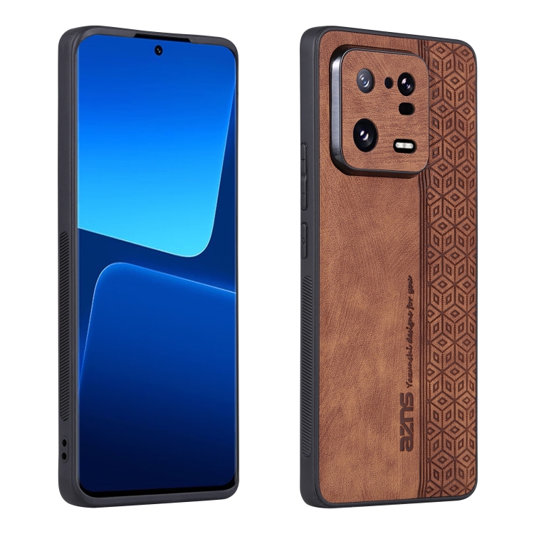 

For Xiaomi 13 Pro AZNS 3D Embossed Skin Feel Phone Case(Brown)
