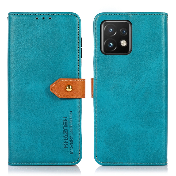 

For Motorola Moto X40 Pro KHAZNEH Dual-color Cowhide Texture Flip Leather Phone Case(Blue)