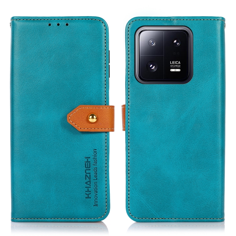 

For Xiaomi 13 Pro KHAZNEH Dual-color Cowhide Texture Flip Leather Phone Case(Blue)