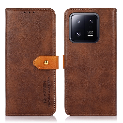 

For Xiaomi 13 Pro KHAZNEH Dual-color Cowhide Texture Flip Leather Phone Case(Brown)