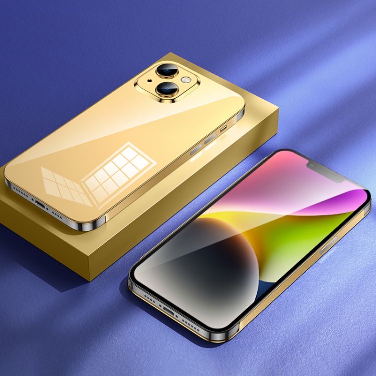 

For iPhone 14 Colorful Stainless Steel Phone Case(Gold)