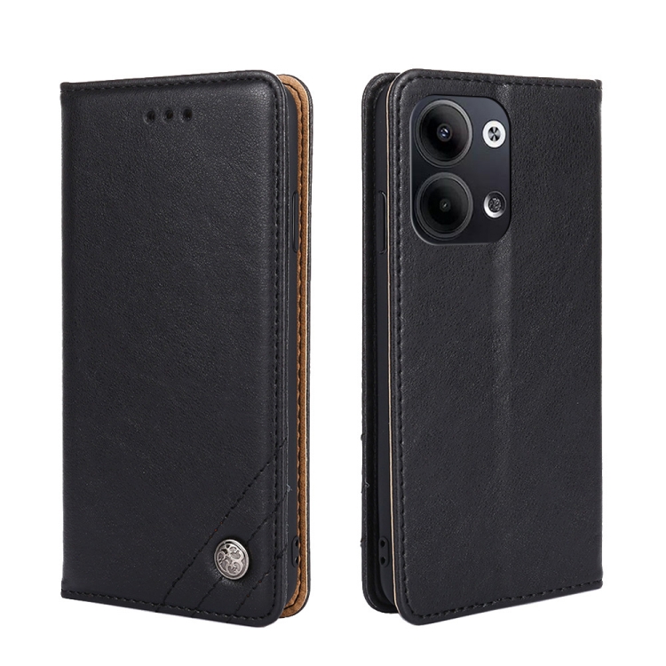 

For OPPO Reno9 5G / Reno9 Pro 5G Non-Magnetic Retro Texture Flip Leather Phone Case(Black)