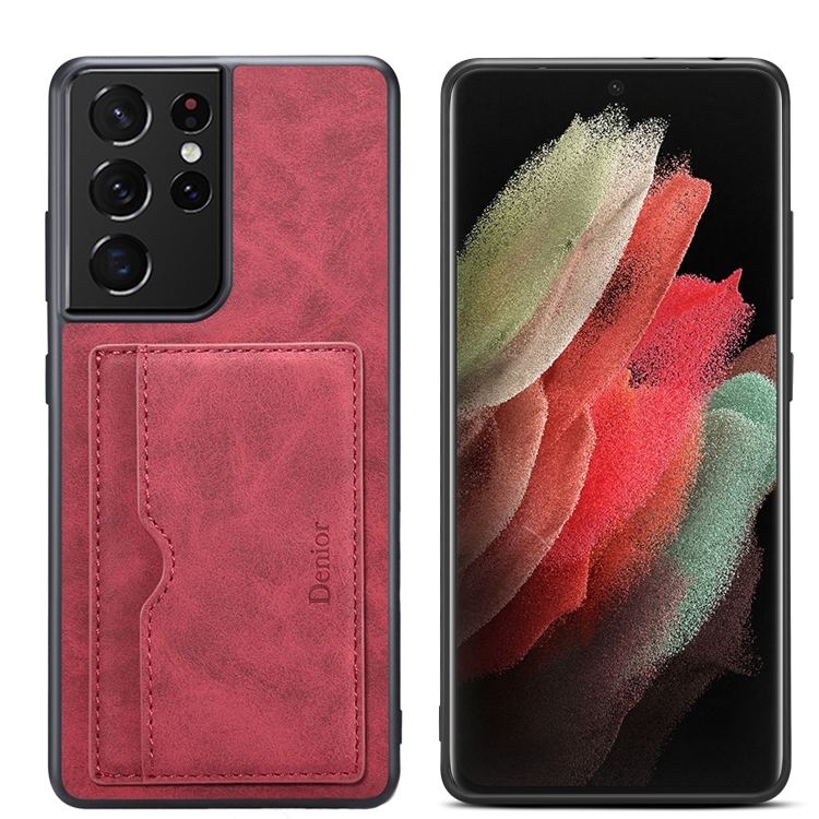 

For Samsung Galaxy S23 Ultra 5G Denior PU Single Card Slot Holder Phone Case(Red)