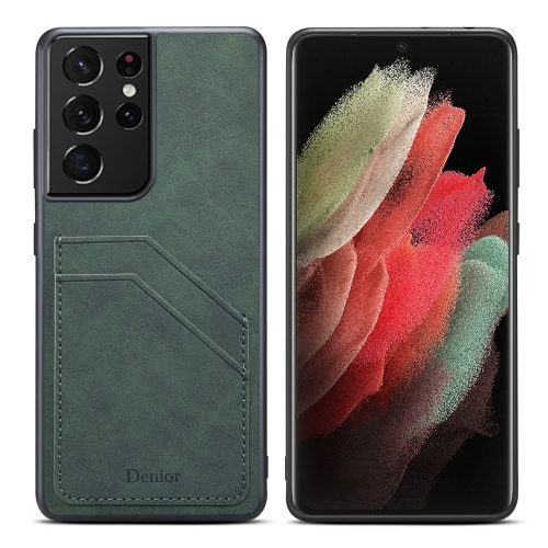 For Samsung Galaxy S23 Ultra 5G Denior PU Dual Card Slot Phone Case(Green)